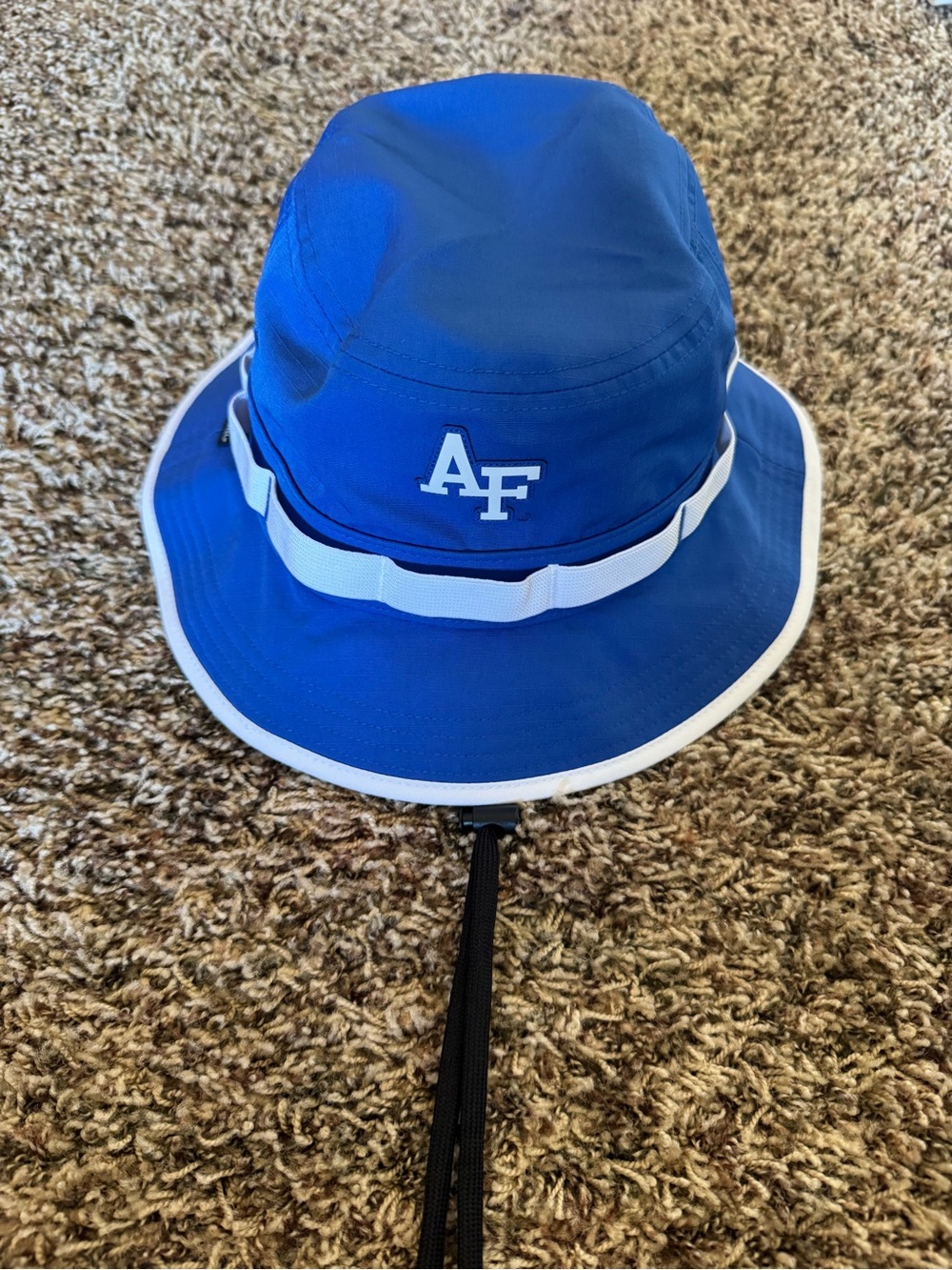 Logo Blue Bucket Hat with White Trim